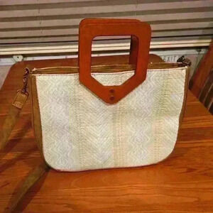 Unbranded Woven White and Cream Crossbody Bag